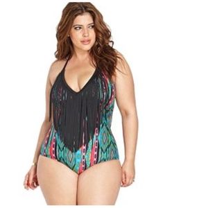 Forever 21 One-Piece Fringe Swimsuit XL